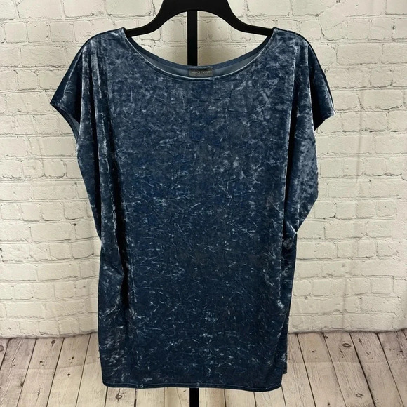 Vince Camuto Crushed Blue Velvet Short Sleeve *No Size Tag* - Picture 1 of 5
